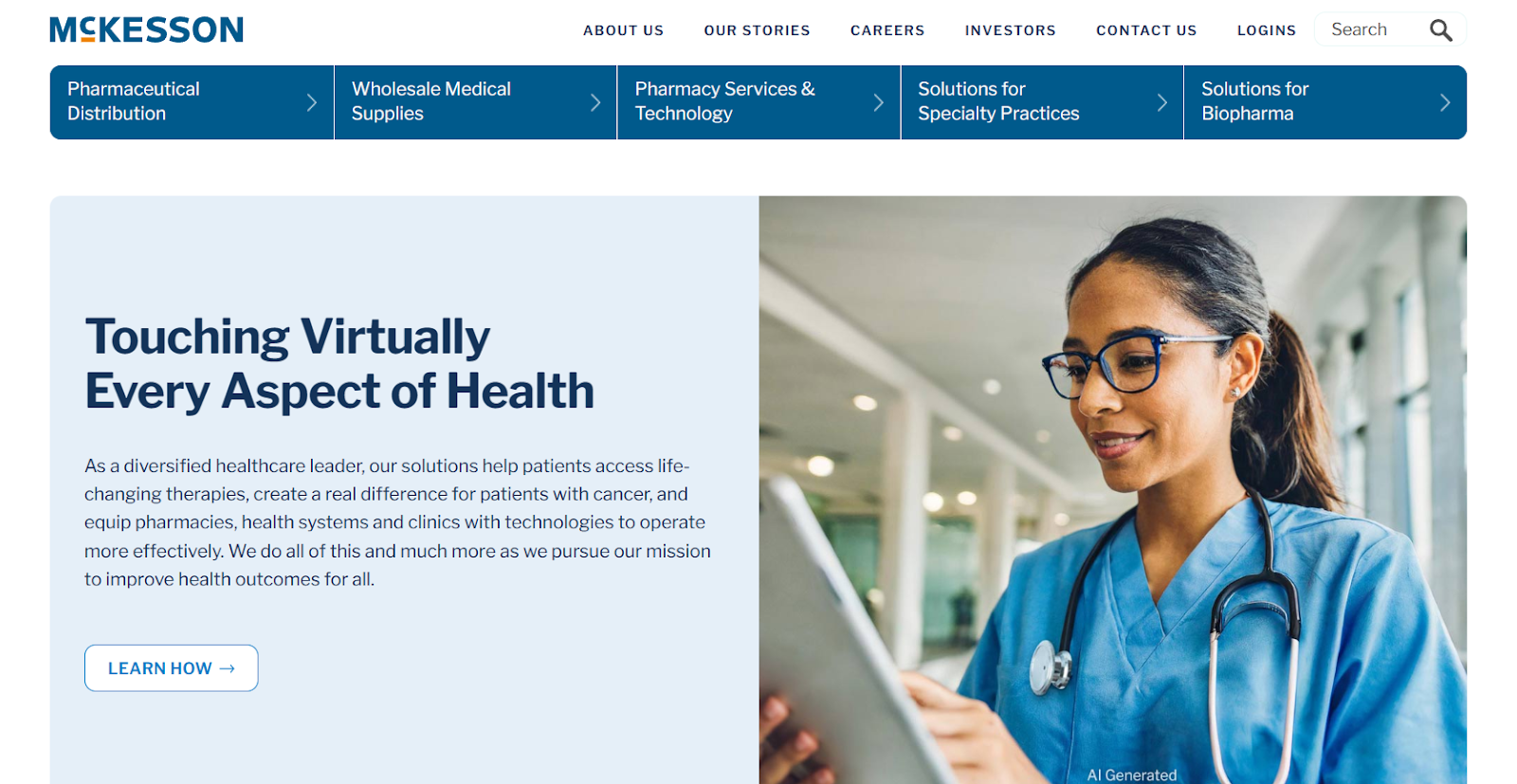 McKesson's friendly website interface
